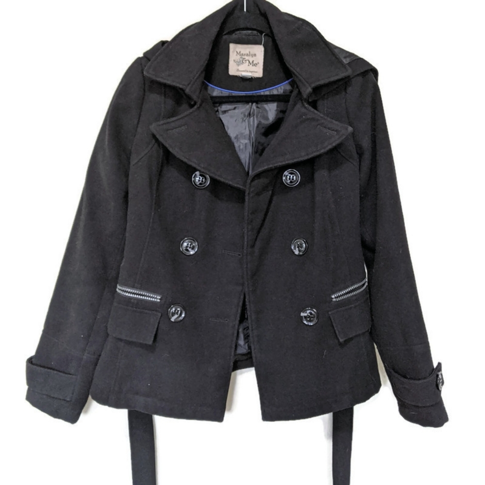 Maralyn & Me Black Pea Coat sz S